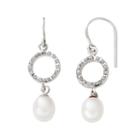 Diamond Fascination 14k White Gold Freshwater Cultured Pearl Drop Earrings, Women's, Size: 18