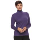 Women's Croft & Barrow&reg; Long Sleeve Turtleneck Top, Size: Small, Purple