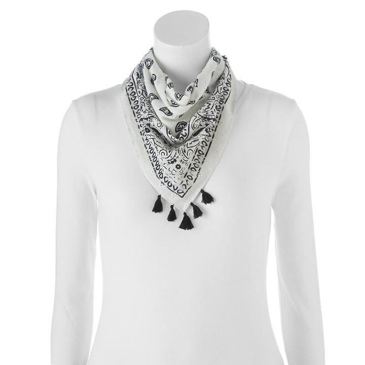 Madden Nyc Floral Tassel Square Scarf, Women's, Oxford