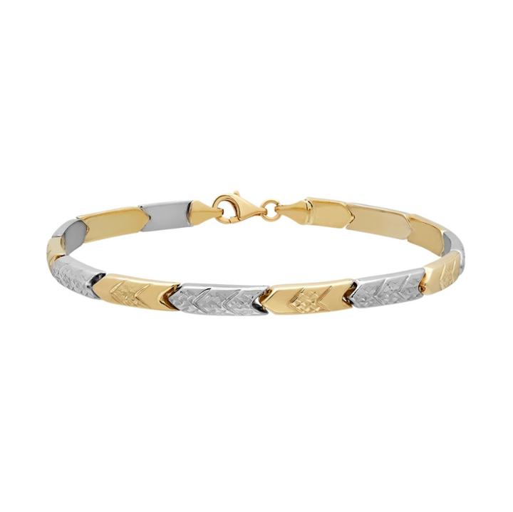 Everlasting Gold Two Tone 10k Gold Chevron Stampato Bracelet, Size: 7.5