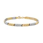 Everlasting Gold Two Tone 10k Gold Chevron Stampato Bracelet, Size: 7.5