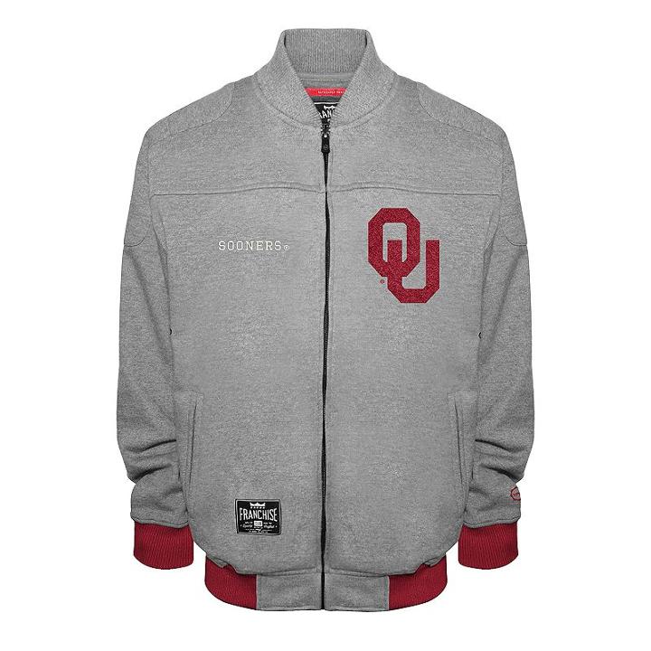 Men's Franchise Club Oklahoma Sooners Edge Fleece Jacket, Size: Xxl, Grey