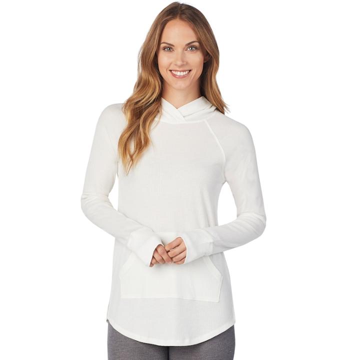Women's Cuddl Duds Stretch Thermal Tunic Hoodie, Size: Xs, Lt Beige