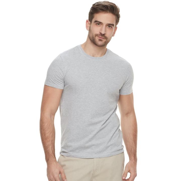 Men's Marc Anthony Slim-fit Striped Stretch Crewneck Tee, Size: Medium, White