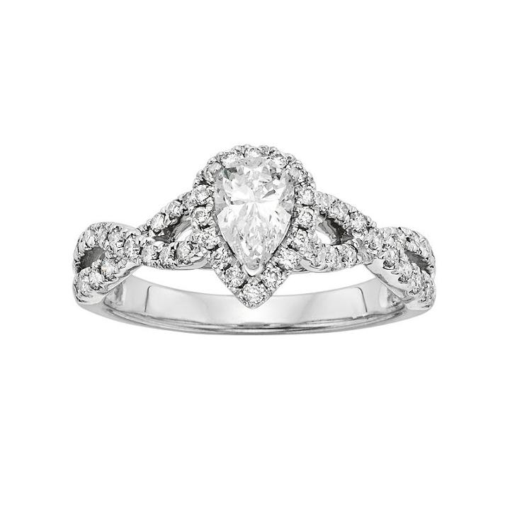 Igl Certified Diamond Halo Engagement Ring In 14k White Gold (1 Ct. T.w.), Women's, Size: 6.50
