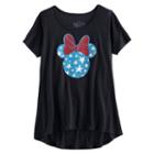Disney's Minnie Mouse Girls 7-16 Glitter High-low Americana Tee, Size: Medium, Black