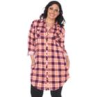 Plus Size White Mark Plaid Flannel Tunic, Women's, Size: 1xl, Orange