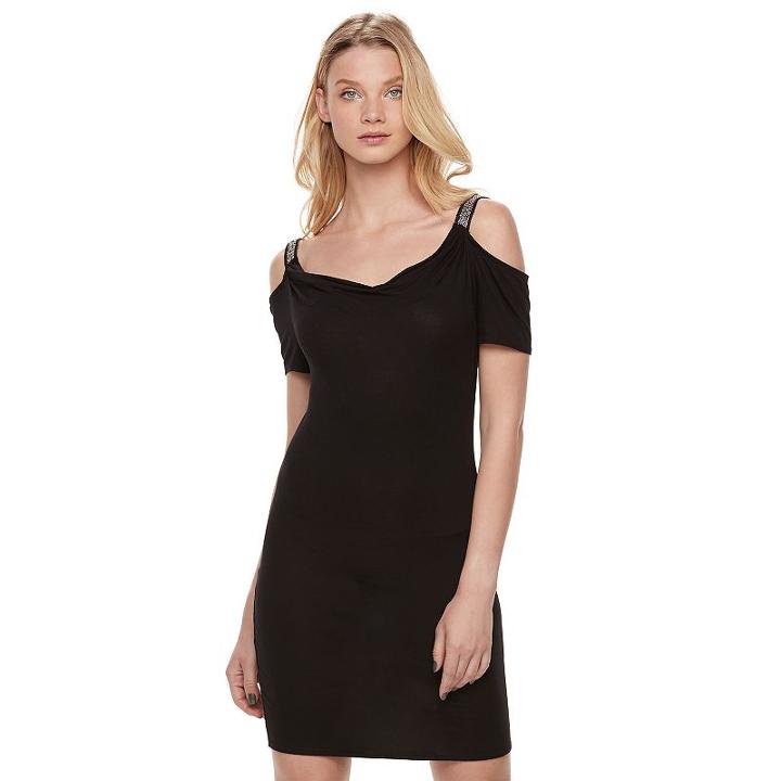 Women's Rock & Republic&reg; Cold-shoulder Sheath Dress, Size: Xs, Black