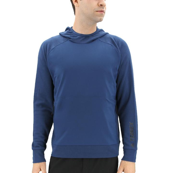 Men's Adidas Outdoor Terrex Climb The City Merino Wool-blend Hoodie, Size: Xxl, Med Blue