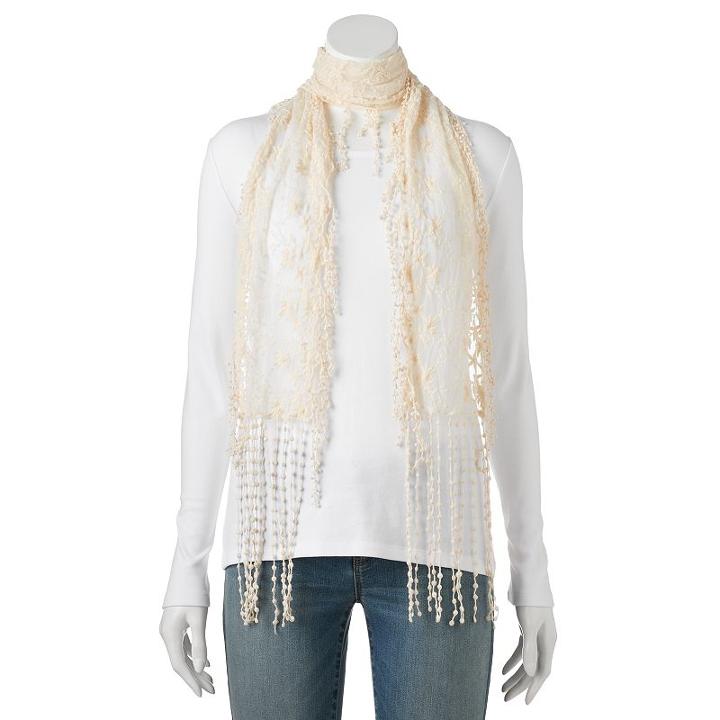 Manhattan Accessories Co. Floral Lace Crochet Skinny Scarf, Women's, Lt Beige