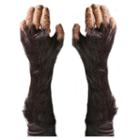 Adult Faux-fur Chimp Costume Gloves, Black