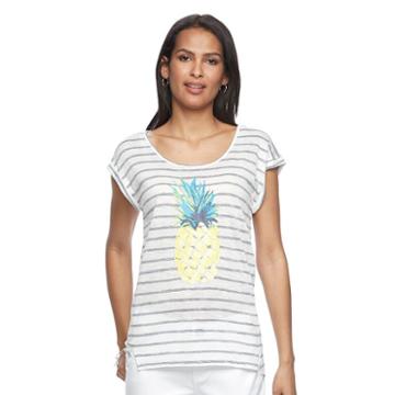 Women's Kate And Sam Tropical High-low Tee, Size: Medium, Yellow