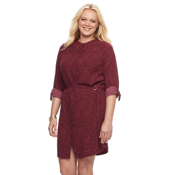Plus Size Apt. 9&reg; Printed Shirtdress, Women's, Size: 0x, Dark Red