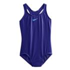 Girls 7-14 Nike Solid One-piece Swimsuit, Girl's, Size: 14, Blue (navy)