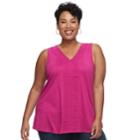 Plus Size Croft & Barrow&reg; Pintuck Crochet-trim Tank, Women's, Size: 3xl, Med Pink
