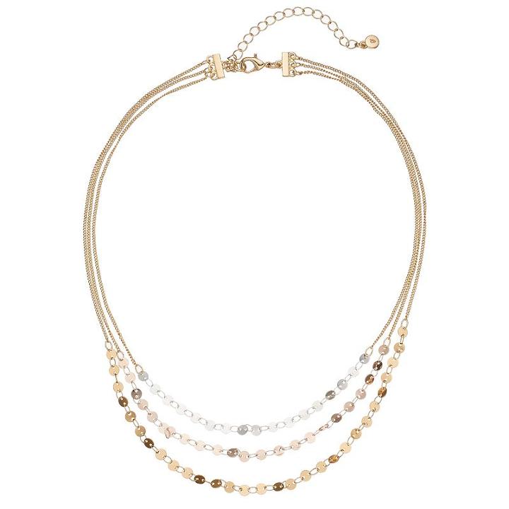 Lc Lauren Conrad Tri Tone Disc Multi Strand Necklace, Women's, Multicolor
