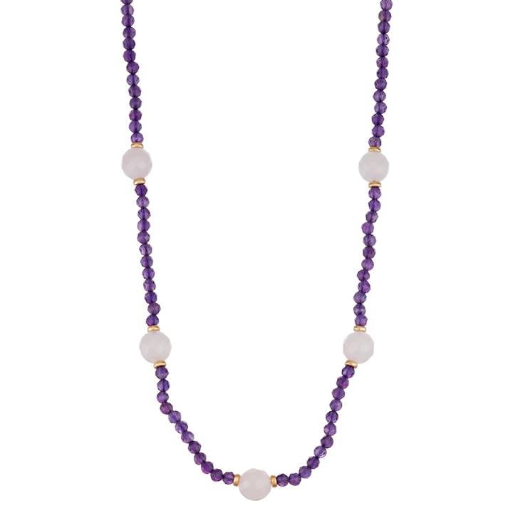 Amethyst & Pink Quartz Faceted Bead Necklace, Women's, Size: 18, Purple