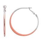 Silver Tone Nickel Free Hoop Earrings, Women's, Pink