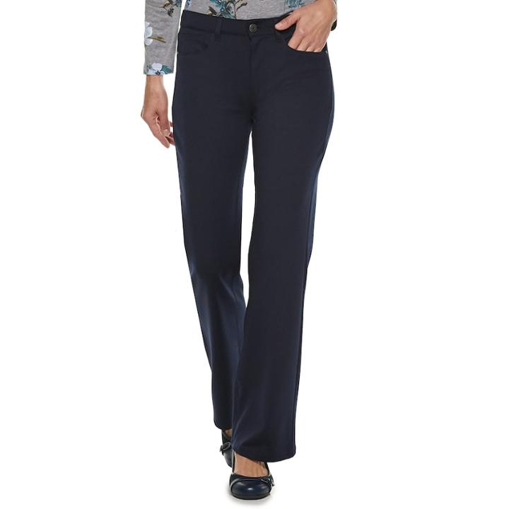 Women's Croft & Barrow&reg; Easy Care Bootcut Pants, Size: 18 T/l, Dark Blue