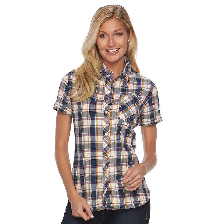 Women's Woolrich Tall Pine Seersucker Plaid Shirt, Size: Xl, Natural