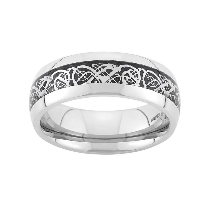 Two Tone Stainless Steel Wedding Band - Men, Size: 11, Multicolor