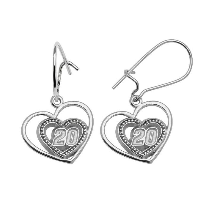 Insignia Collection Nascar Matt Kenseth Sterling Silver 820 Heart Drop Earrings, Women's, Grey