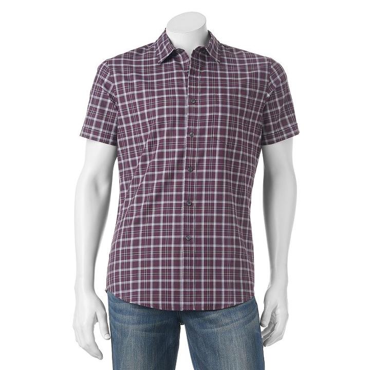 Men's Apt. 9&reg; Slim-fit Patterned Button-down Shirt, Size: Med Slim, Drk Purple