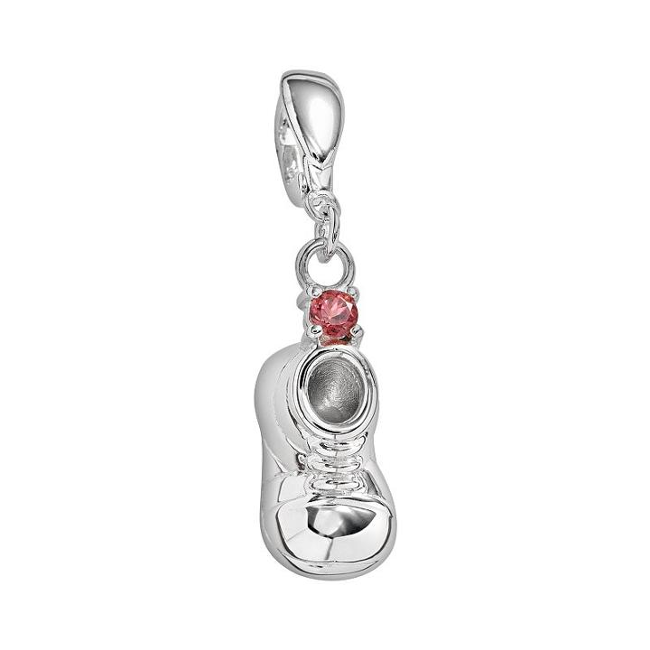 Sterling Silver Pink Tourmaline Baby Shoe Charm, Women's