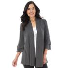 Women's Ab Studio Tiered Cardigan, Size: Small, Dark Grey