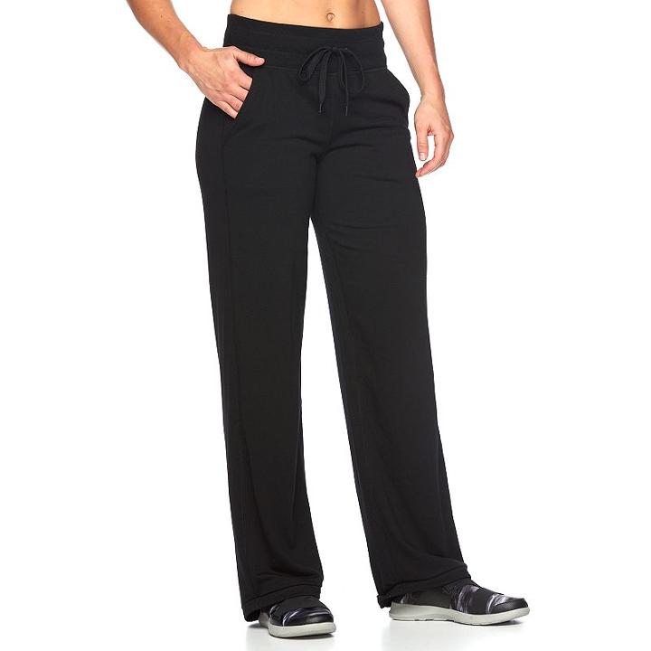 Women's Tek Gear&reg; Easy French Terry Wide Leg Pants, Size: Medium, Black