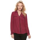 Juniors' Candie's&reg; Piped Roll-tab Blouse, Teens, Size: Xs, Red