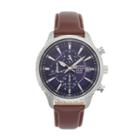 Pulsar Men's Solar Chronograph Leather Watch - Pz6015, Brown