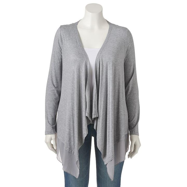 Plus Size Dana Buchman Open-front Cardigan, Women's, Size: 2xl, Med Grey