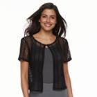 Women's Nina Leonard Crochet Bolero, Size: Xl, Black