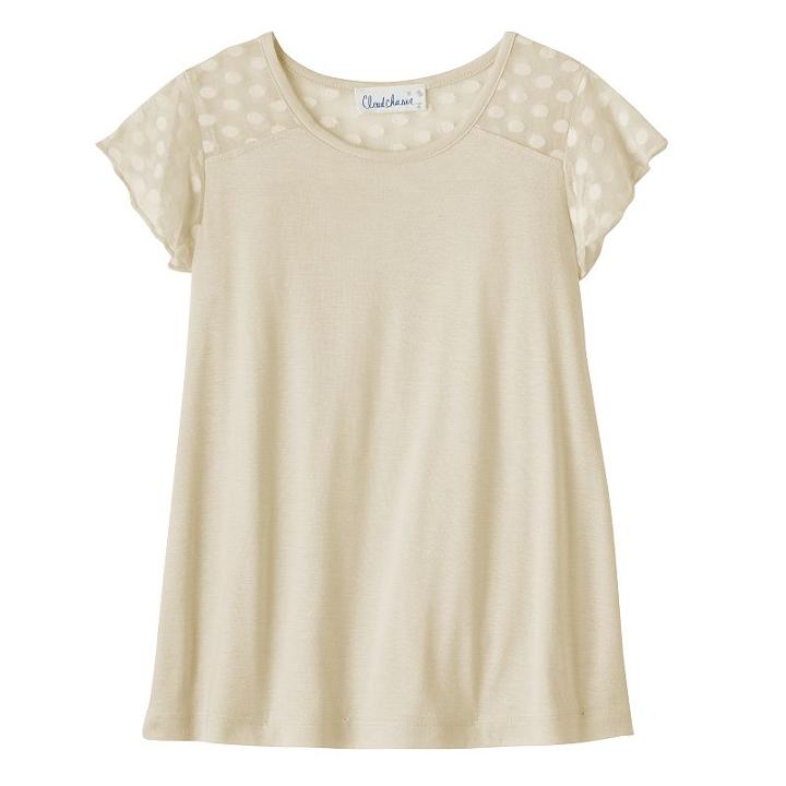 Girls 7-16 Cloud Chaser Patterned Flutter Sleeve Tee, Girl's, Size: Medium, Natural