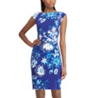 Women's Chaps Floral Sheath Dress, Size: Large, Blue