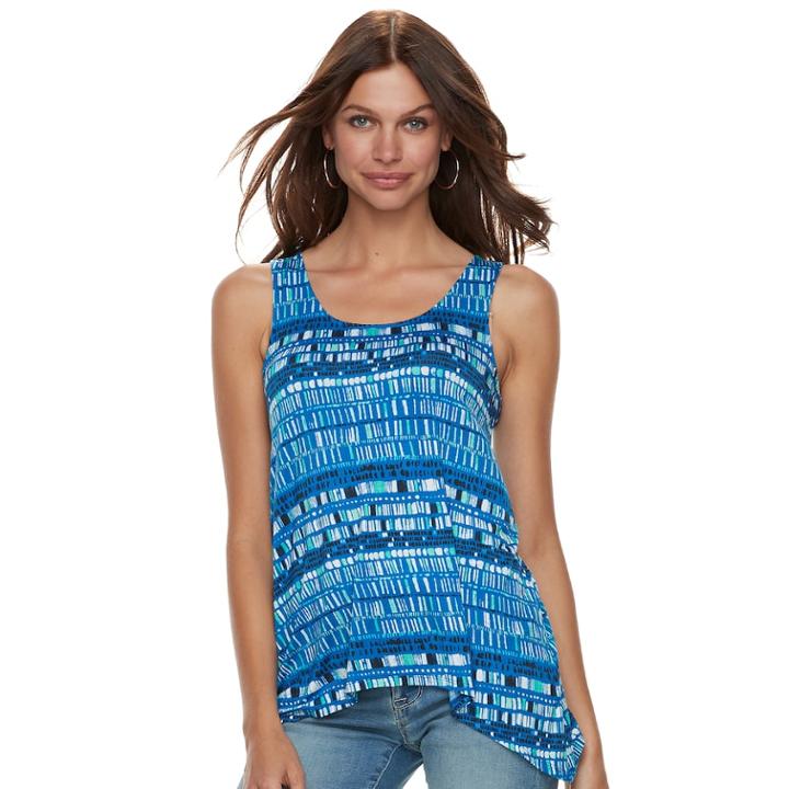 Women's Apt. 9&reg; Strappy Shark-bite Hem Tank, Size: Xxl, Blue