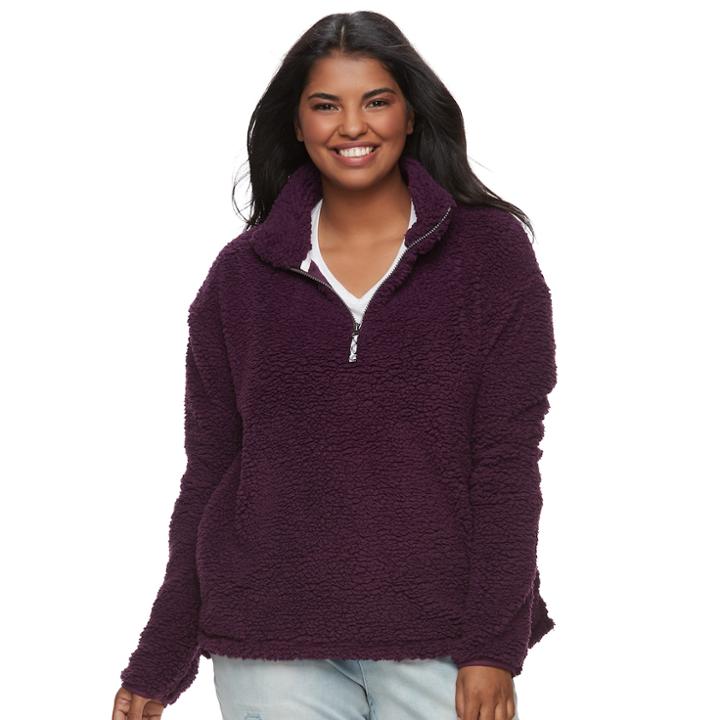 Juniors' Plus Size So&reg; Perfectly Soft Sherpa Sweatshirt, Teens, Size: 1xl, Drk Purple