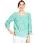 Women's Izod Gingham Peasant Top, Size: Xl, Green