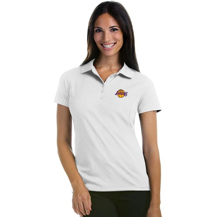 Women's Antigua Los Angeles Lakers Pique Xtra-lite Polo, Size: Small, White