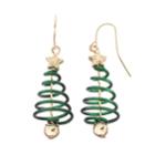 Spiral Christmas Tree Drop Earrings, Women's, Green