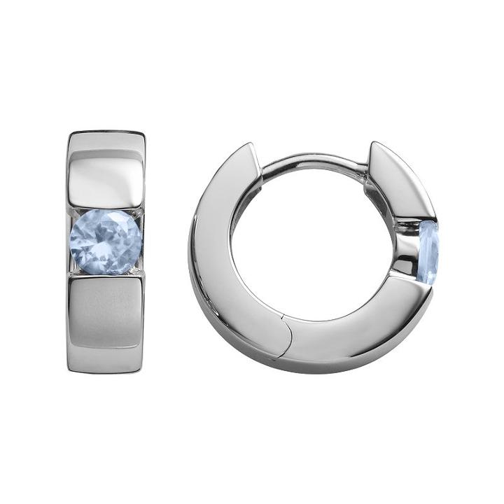 Sterling Silver Lab-created Aquamarine Hoop Earrings, Women's, Blue