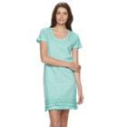 Women's Caribbean Joe Ruffle Scoopneck Dress, Size: Small, Turquoise/blue (turq/aqua)