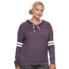 Juniors' Plus Size So&reg; Striped Sleeve Hoodie, Teens, Size: 3xl, Drk Purple