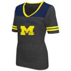 Women's Campus Heritage Michigan Wolverines Twist V-neck Tee, Size: Large, Blue (navy)