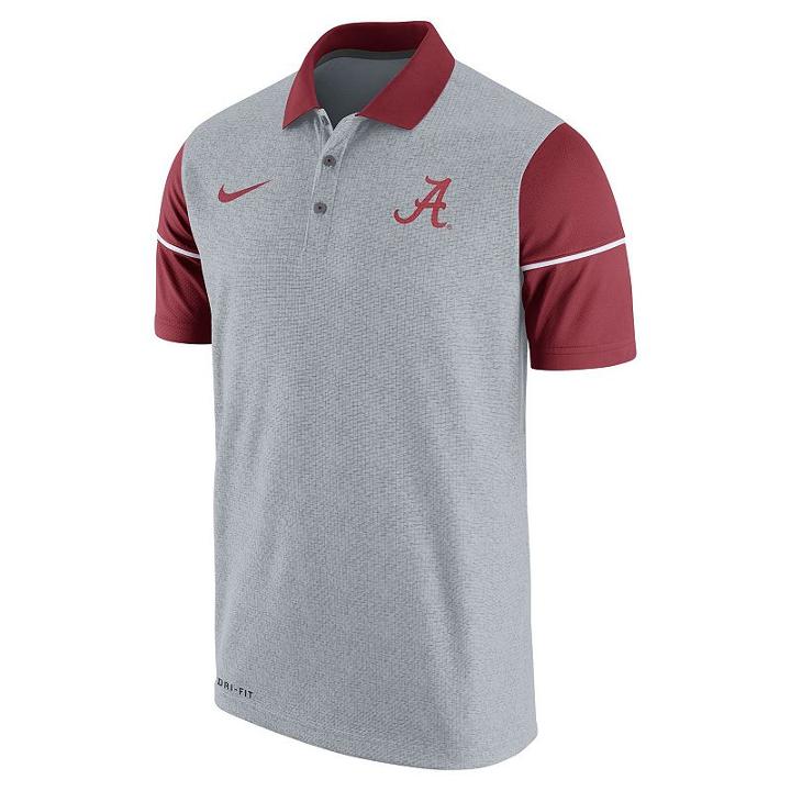 Men's Nike Alabama Crimson Tide Sideline Dri-fit Polo, Size: Medium, Grey