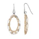 Two Tone Sterling Silver Wire Oval Drop Earrings, Women's