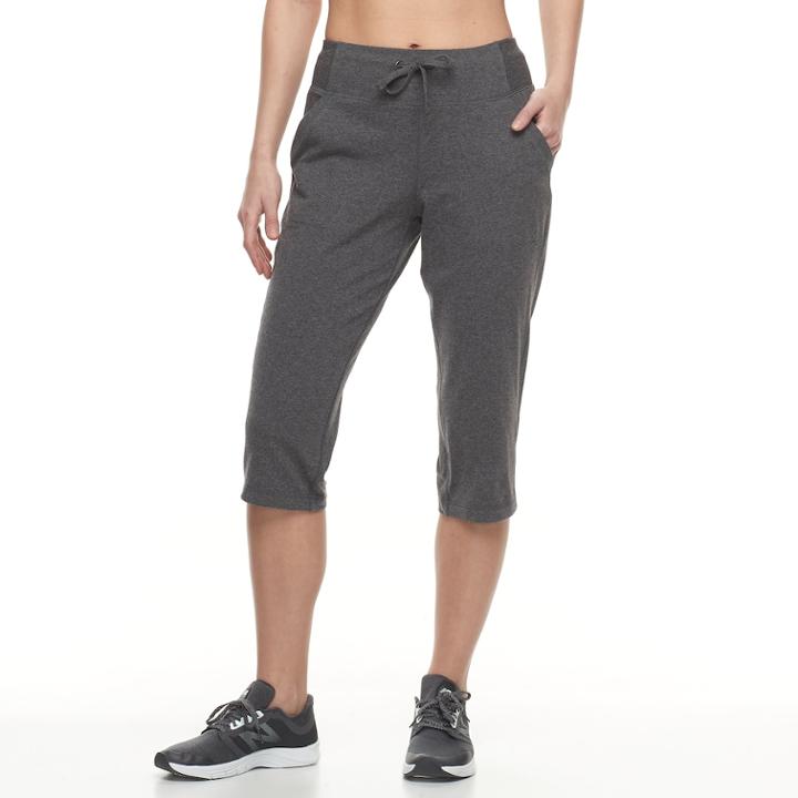 Petite Tek Gear&reg; Drawstring Straight-leg Capris, Women's, Size: S Petite, Dark Grey