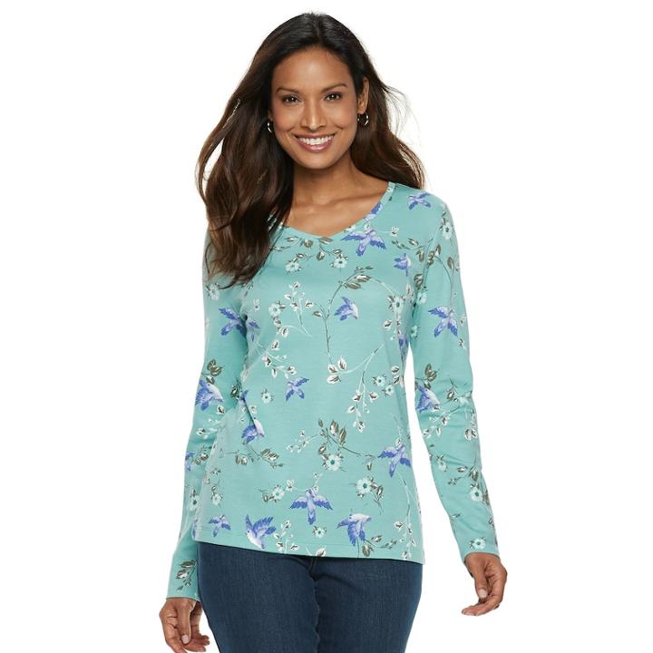 Women's Croft & Barrow&reg; Essential V-neck Top, Size: Xxl, Med Blue