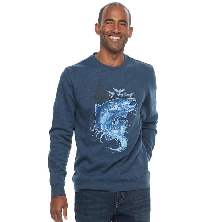 Men's Croft & Barrow&reg; Graphic Fleece Sweater, Size: Medium, Dark Blue